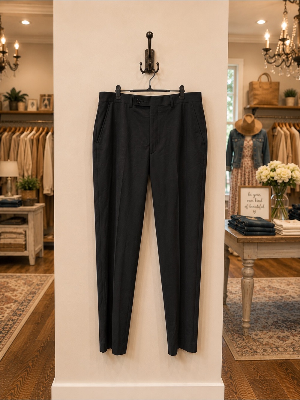 Calvin Klein Men’s Slim Fit Dress Pants Black Wool Blend 34x32 NWT